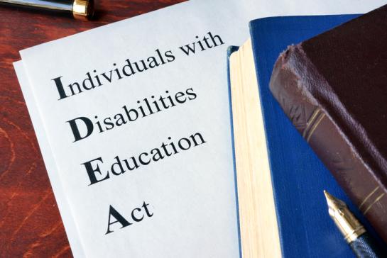 [image of books and document with title Individuals with Disabilities Education Act]
