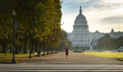 [Image of Capitol Building in the morning with a view of the National Mall gravel path in the foreground]