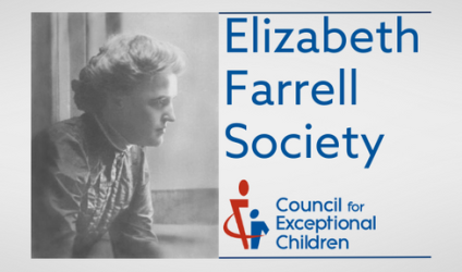 Image of Elizabeth Farrell with text "Elizabeth Farrell Society" above the CEC logo