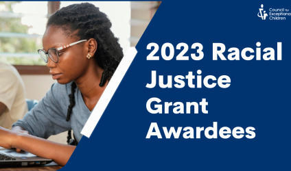 2023 Racial Justice Grand Awardees announcement on blue background