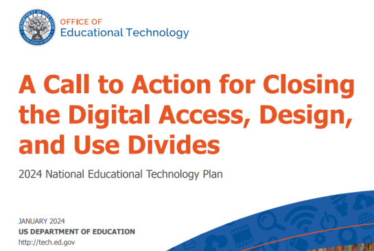 Screenshot of 2024 National Education Technology Plan cover from tech.ed.gov